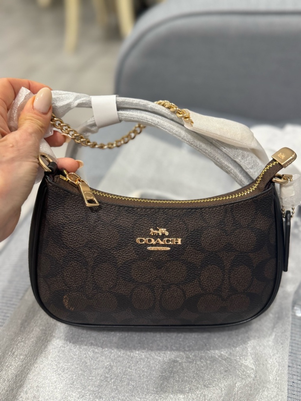 Coach Teri Mini Crossbody Bag in Gold/Walnut/Black NWT - Picture 7 of 11